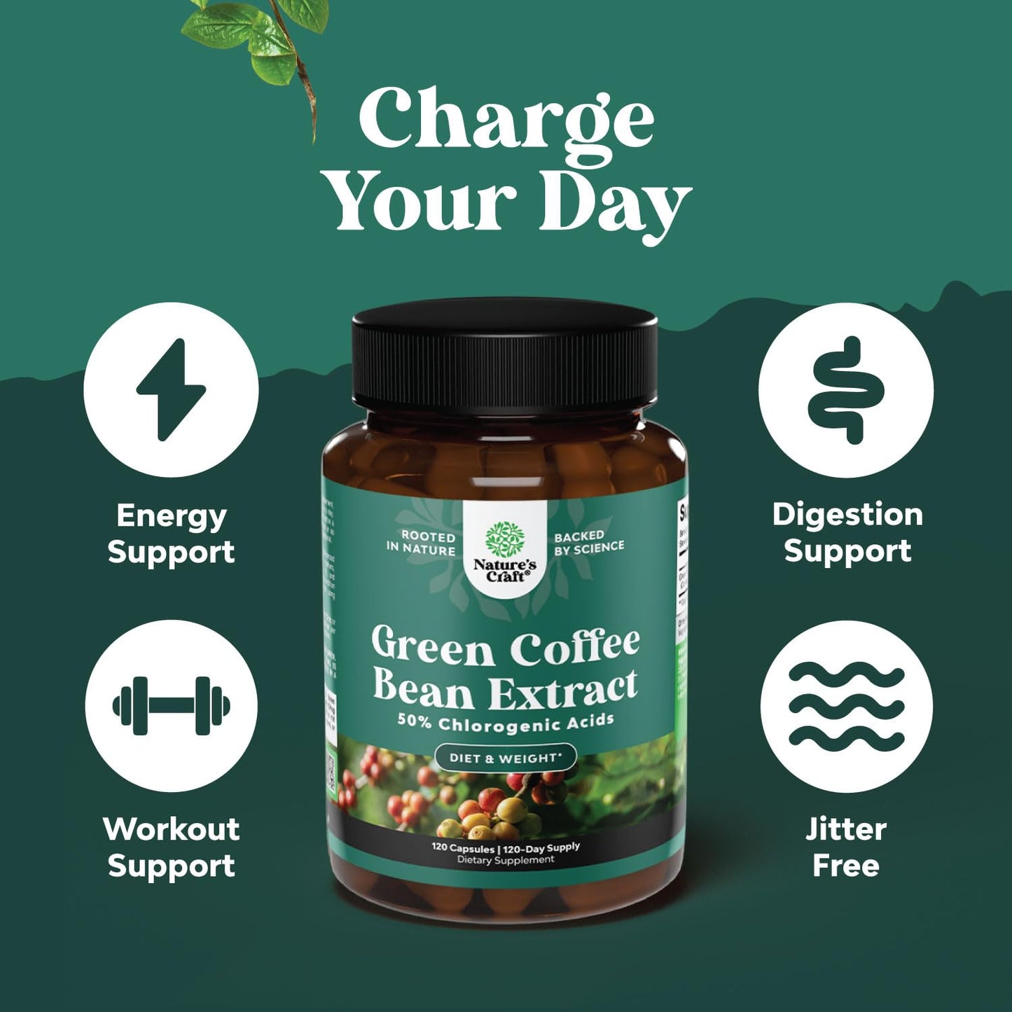 Green Coffee Bean Extract for Weight Loss - Weight Loss Pills for Women and Men - Appetite Suppressants for Weight Loss with Chlorogenic Acid - Herbal Fat Burner to Assist with Weight Loss 120 Count