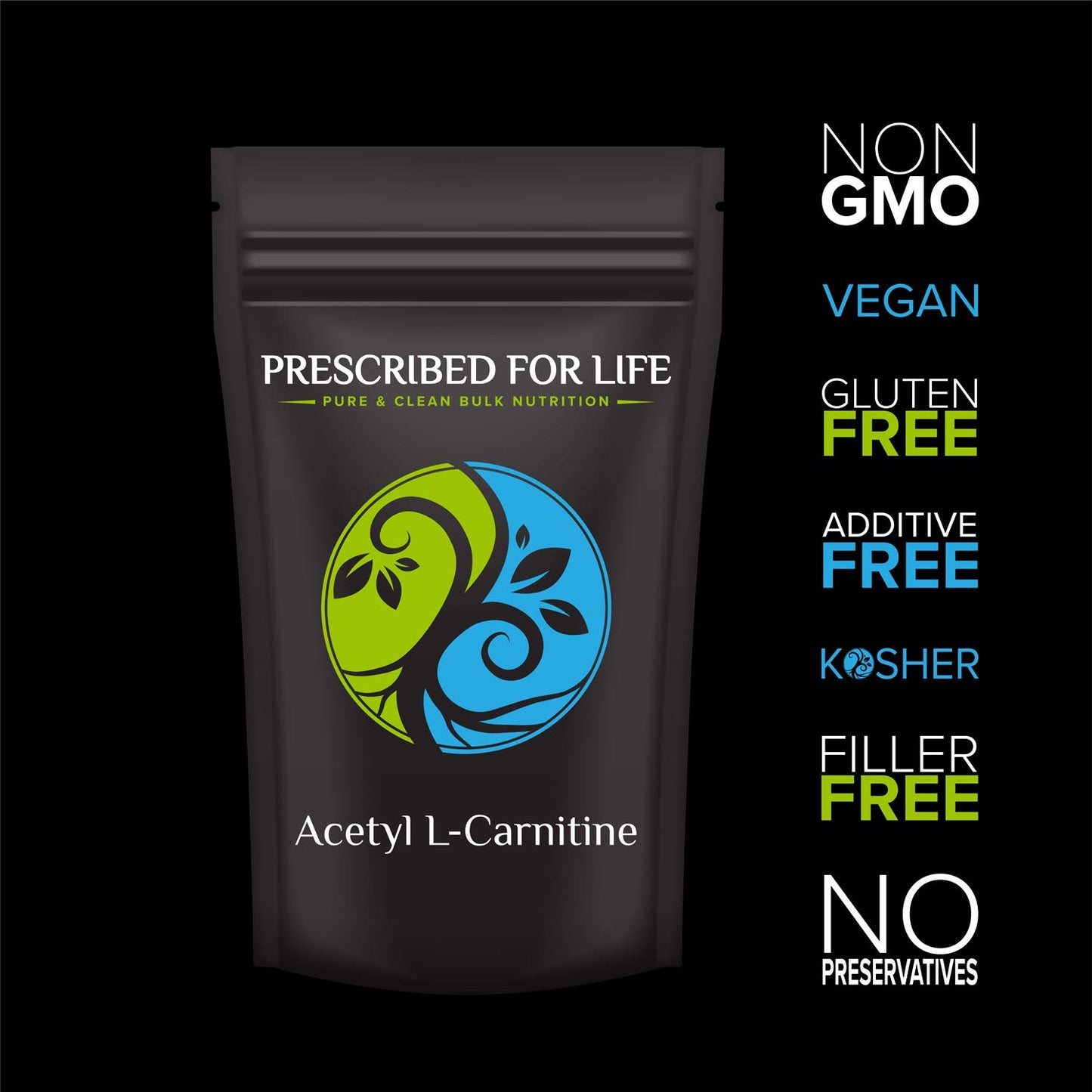 Prescribed For Life Acetyl L Carnitine HCl Powder, Natural ALCAR Powder, Cognitive Amino Acid Nutritional Supplements (25kg / 55lb)