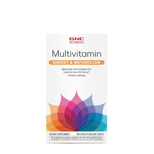 GNC Women’s Energy and Metabolism Multivitamin Caplets, Clinically Proven, Calorie Burn, Focus, 100mg Caffeine, Active Nutrition, Immune, Bone, Beauty, Iron, Biotin, Timed Release, 180 ct, 90 svgs