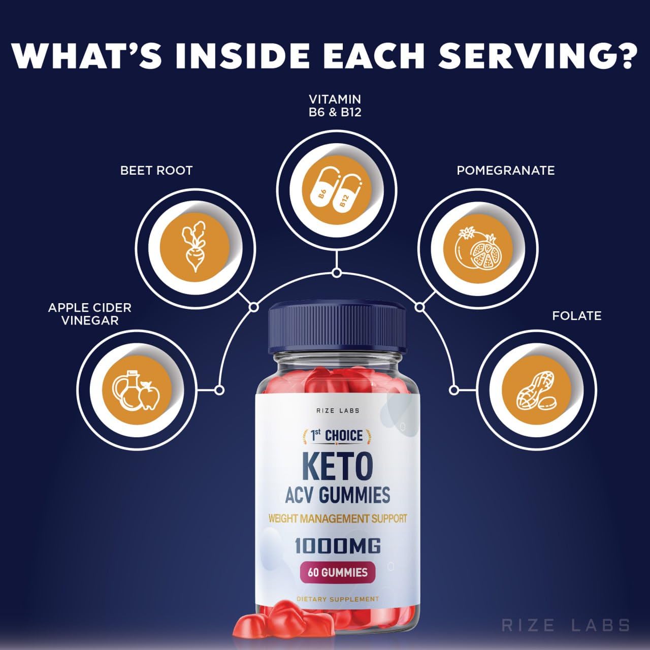 rize labs - 1st Choice Keto ACV Gummies - Advanced Weight Loss Support with Apple Cider Vinegar + ACV Supplement Belly Fat Diet (180 Gummies)