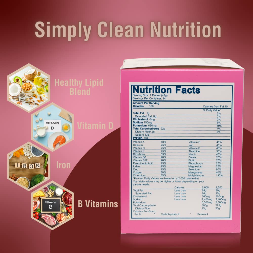 Diet Plan Meal Replacement - Vanilla - 14 single packet Servings Weight Loss Powder - 15g Protein - 3g Fiber - 24 Vitamins & Minerals Shake Smoothie - Physician approved since 1982