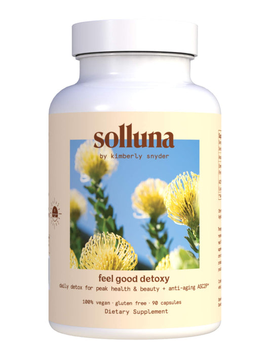 Solluna by Kimberly Snyder Feel Good Detoxy - Oxygenated Magnesium Oxide Colon Cleanse with Asc2P - Fast Acting, Natural & Gentle Detox for Digestive Health & Bloating Relief (90CT) Vegan & Non-GMO