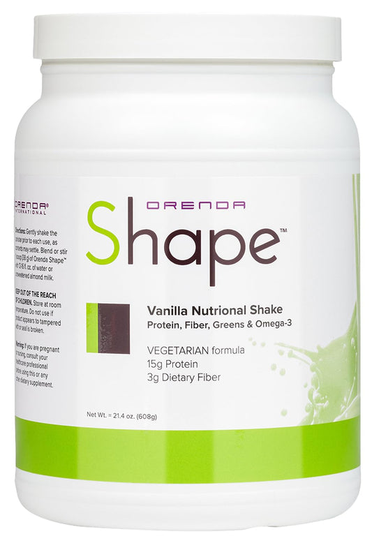 Orenda Shape Vanilla - Plant-Based Protein Shake with Pea & Brown Rice Protein, Green Superfoods, and Fiber Ready-to-Serve Nutrition - 21.4oz