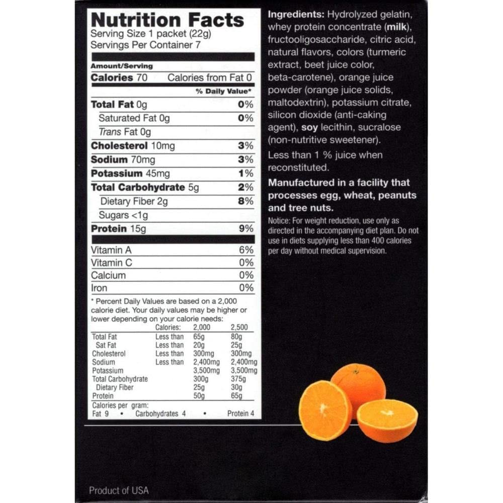 PROTIFIT - High Protein Orange Fruit Drink 2 Pack, 15g Protein, Low Calorie, Sugar Free, Ideal Protein Compatible, 7 Servings Per Box, (2 Pack)