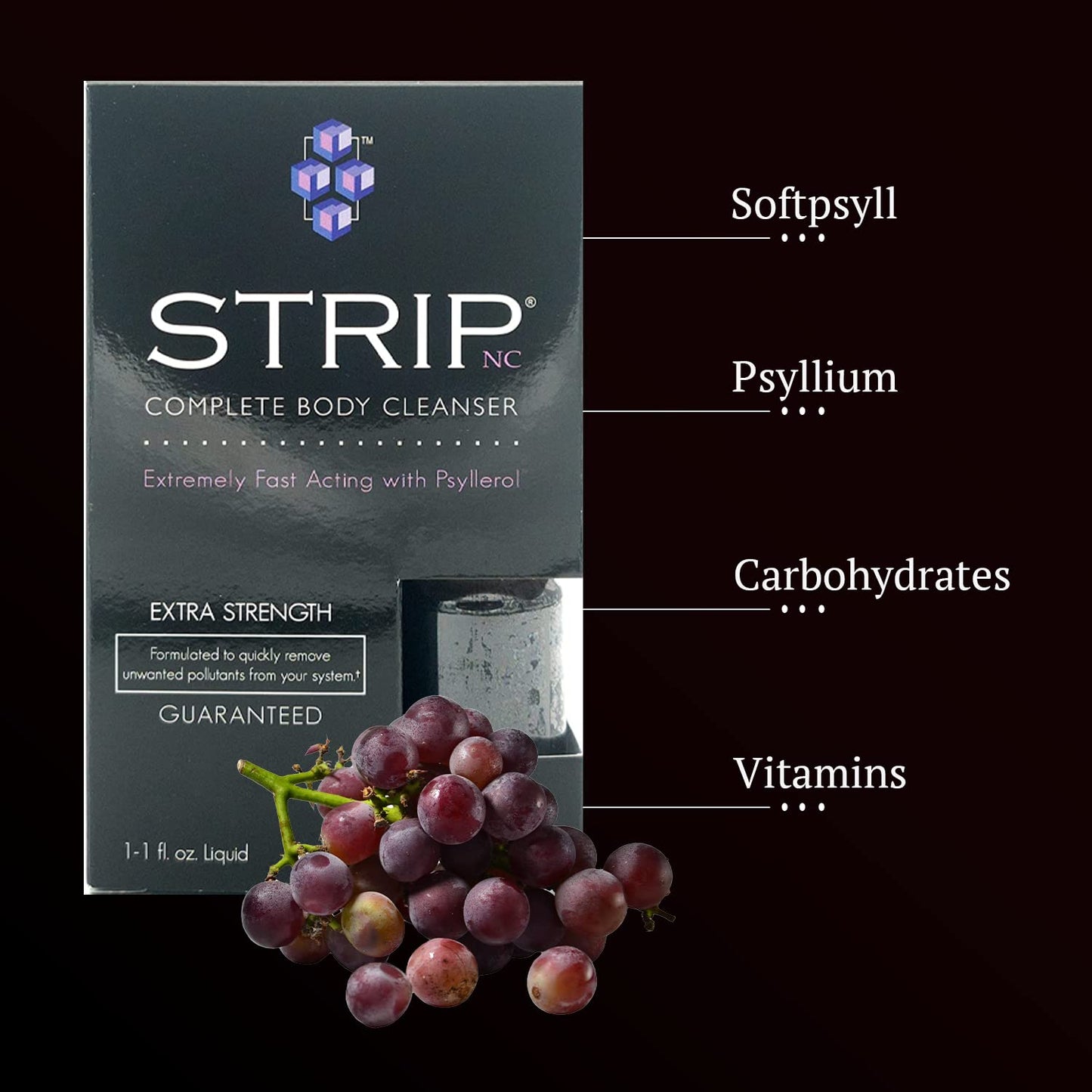 Wellgenix Strip NC Herbal Cleanse Detox Drink, 1 oz - Body Detox & System Cleanse, Grape Flavor - Flush Your System of Toxins for a Full Body Detox Cleanse