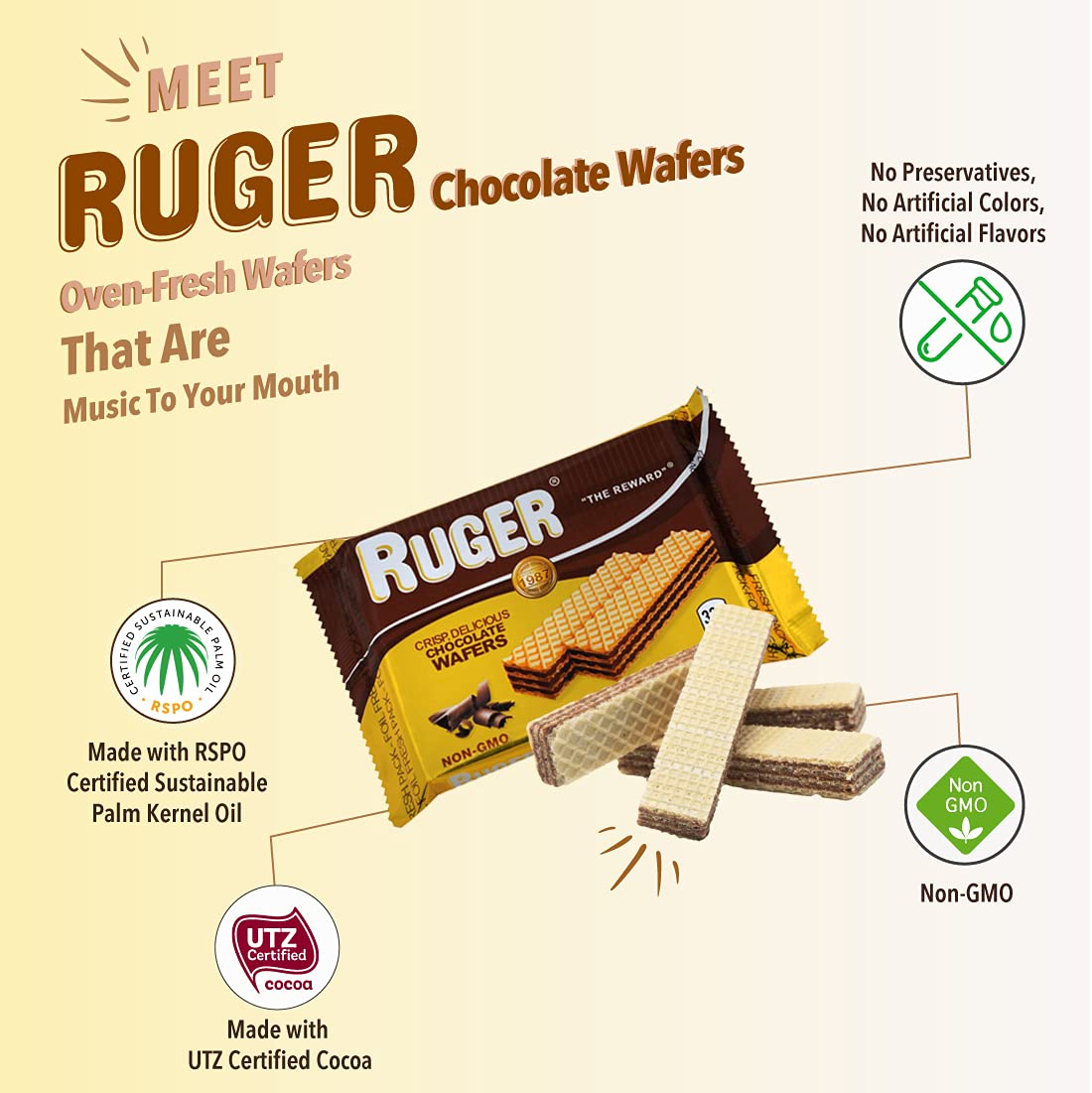 Ruger Wafers Austrian Wafers Chocolate 2125 Ounce Pack of 12