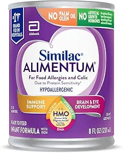 Similac Alimentum with 2'-FL HMO Hypoallergenic Infant Formula, for Food Allergies and Colic Due to Protein Sensitivity, Ready-to-Feed Baby Formula, 8-fl-oz Bottle, Pack of 2