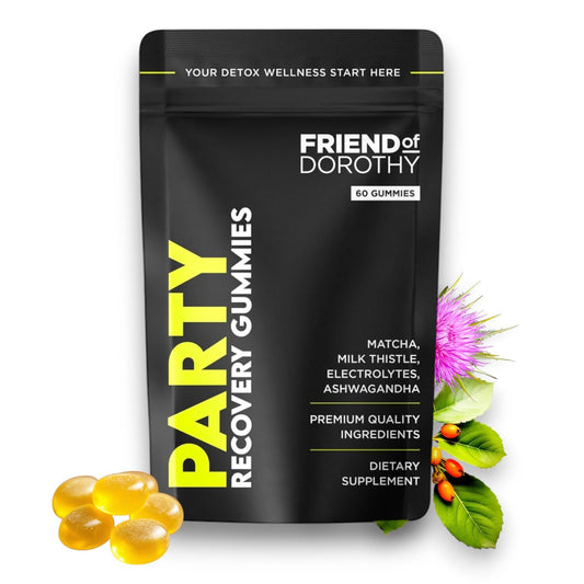 Party Recovery Gummies - Detox, Hydration & Energy Boost with Electrolytes & Matcha - Reduce Brain Fog & Support Mood - 60 Gummies per Pack