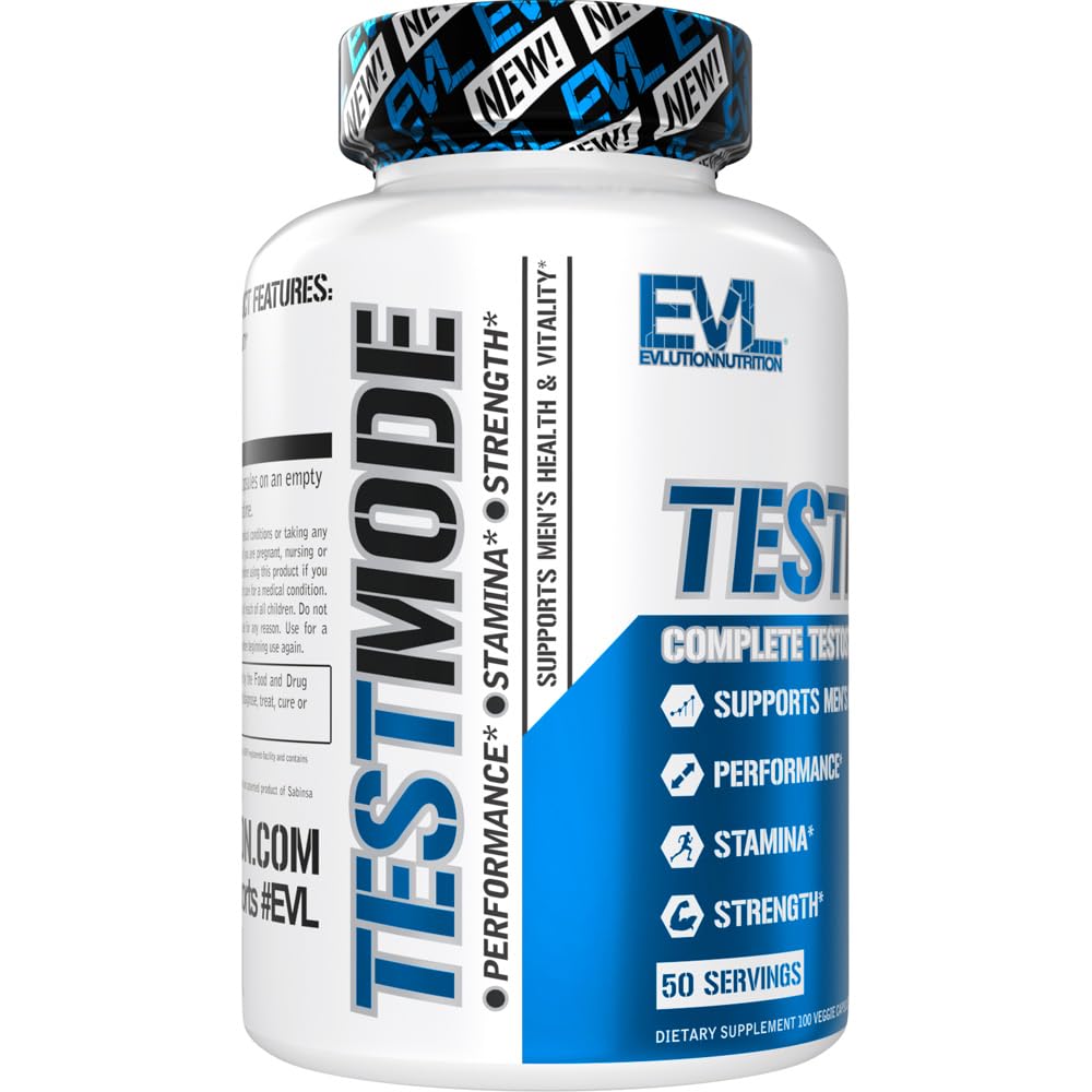 Evlution Nutrition TestMode - Complete Testosterone Support - Testosterone Supplement for Men - Supports Men’s Health & Vitality - Performance, Stamina & Strength - 50 Servings - 100 Veggie Capsules