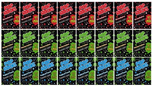 BLUE RIBBON Pop Rocks Popping Mixed Candy Gift Box  24 Count Total  Strawberry Watermelon and Tropical Punch  Taste the Explosion  Care Package for Family Friends Kids and more