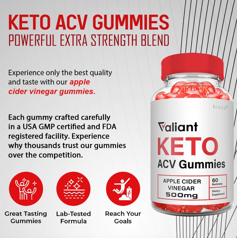 kivus Valiant Gummies - Valiant Keto + ACV Gummies (Single, 60 Gummies)