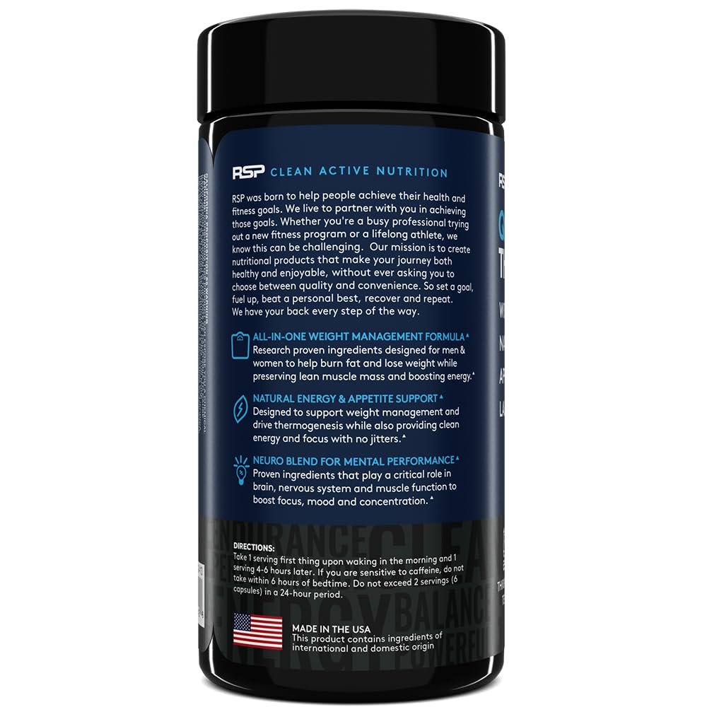 RSP Nutrition QuadraLean Thermogenic Fat Burner for Men & Women, Weight Loss Supplement, Crash-Free Energy, Metabolism Booster & Appetite Suppressant, Diet Pills, 60 Serv (Packaging May Vary)
