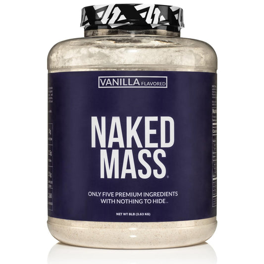 Naked Vanilla Naked Mass - All Natural Vanilla Weight Gainer Protein Powder - 8lb Bulk, GMO Free, Gluten Free & Soy Free, No Artificial Ingredients - 1,260 Calories - 11 Servings