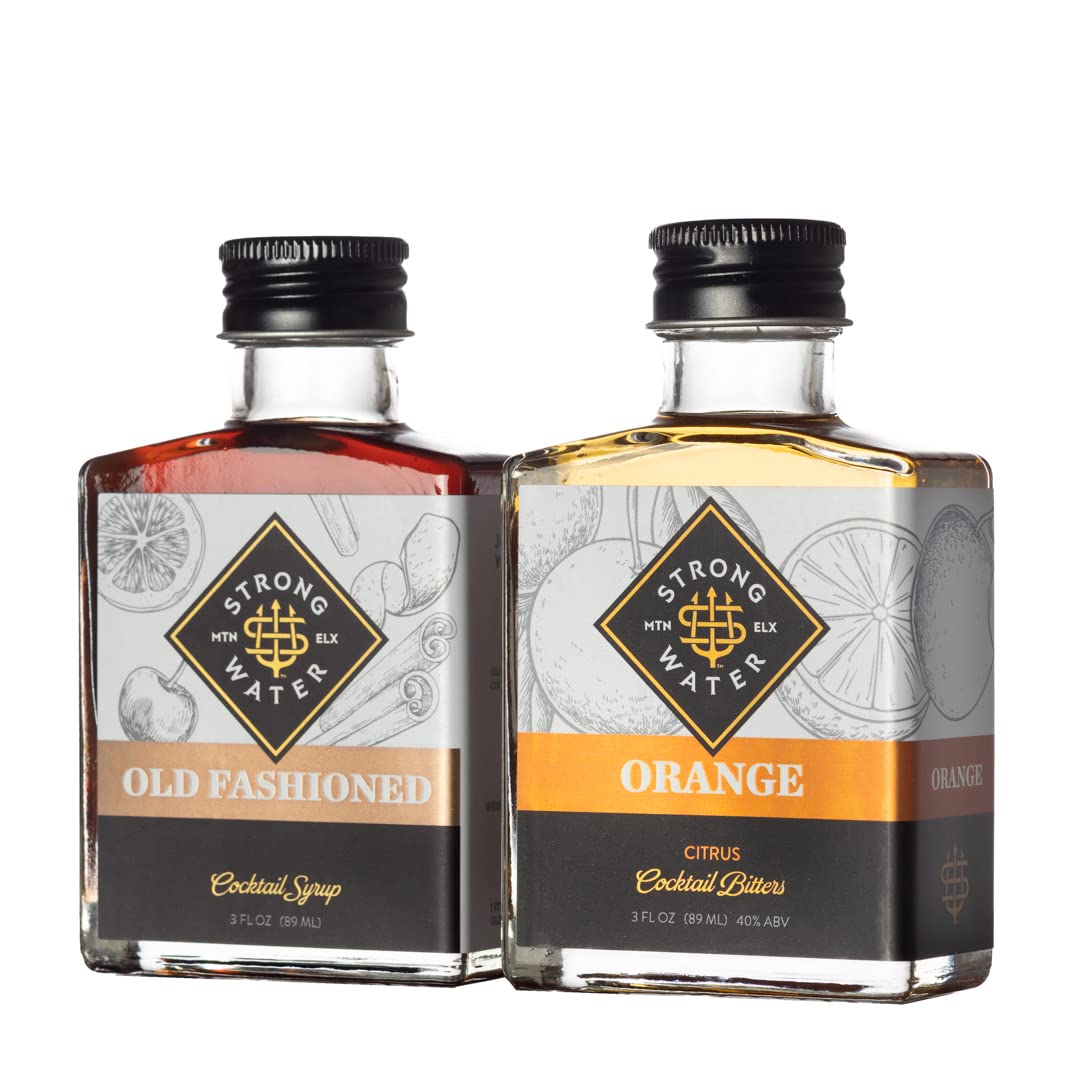 Strongwater Old Fashioned Cocktail Kit  Old Fashioned Gift Set with Old Fashioned Syrup  Orange Cocktail Bitters  Hand Crafted with Organic Demerara Sugar Orange Peel  Tart Cherries