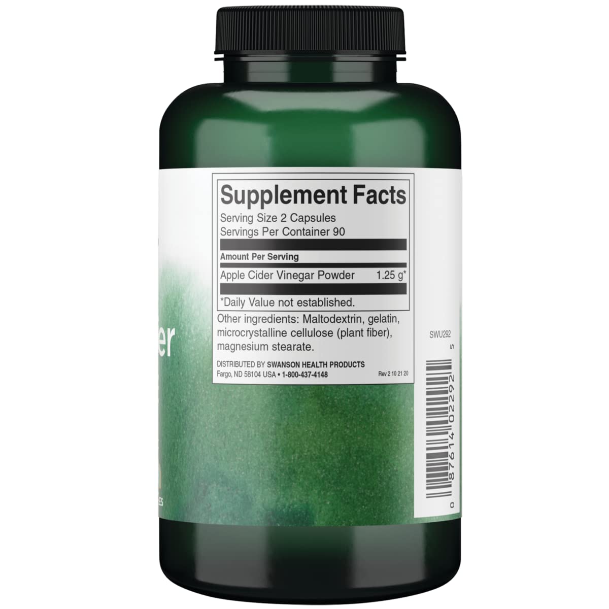 Swanson Apple Cider Vinegar Capsules - Supports Healthy Weight Loss & Digestive Health - Helps Support Metabolism and Maintain Glucose Profile - (180 Capsules, 625mg Each) 2 Pack
