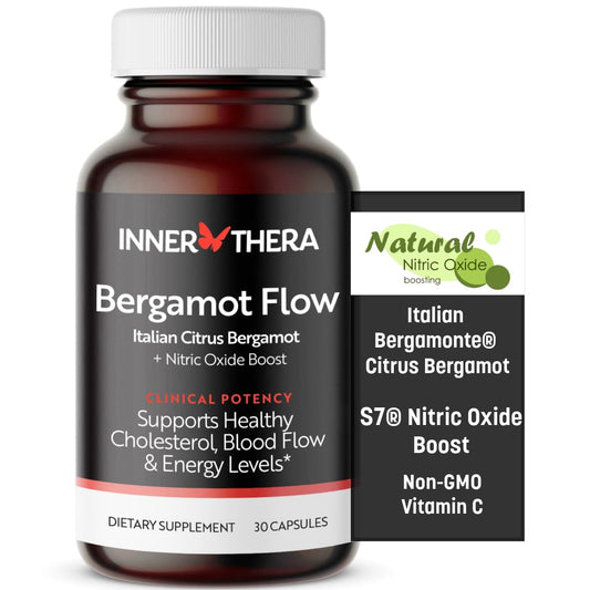Bergamot Flow Italian Citrus Bergamot + S7 Nitric Oxide Boost, Clinically Proven - Supports Cholesterol, Blood Flow, Circulation & Energy Levels - Made with Patented Italian Bergamonte
