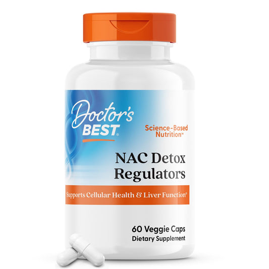 Doctors Best NAC Detox Regulators, Supports Cellular Health & Liver Function, Non-GMO, Gluten Free, Soy Free, Vegetarian 60 Veggie Caps