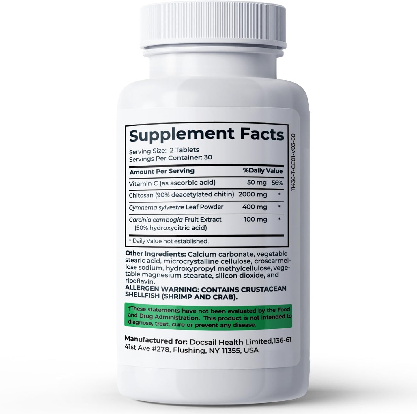 Divinity Nutra Chitosan Supplement with Chitosan Vitamin C Supplement for for Women & Men.Made in USA 60 Tablets Non-GMO Soyfree