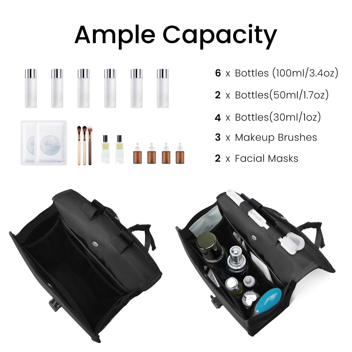 Mum's memory Large-Capacity Hanging Toiletry Bag - Water-Resistant Travel Makeup Bag with Multiple Compartments for Shampoo, Conditioner, Skincare, Makeup Brushes, and Toiletries