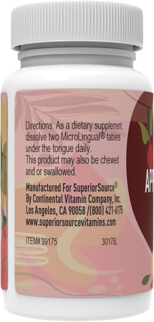 Superior Source Beet Root & Apple Cider Vinegar Clean Melts - Premium Energy Supplement & Nitric Oxide Booster - Organic, Non-GMO & Preservative-Free - 60 MicroLingual Tablets