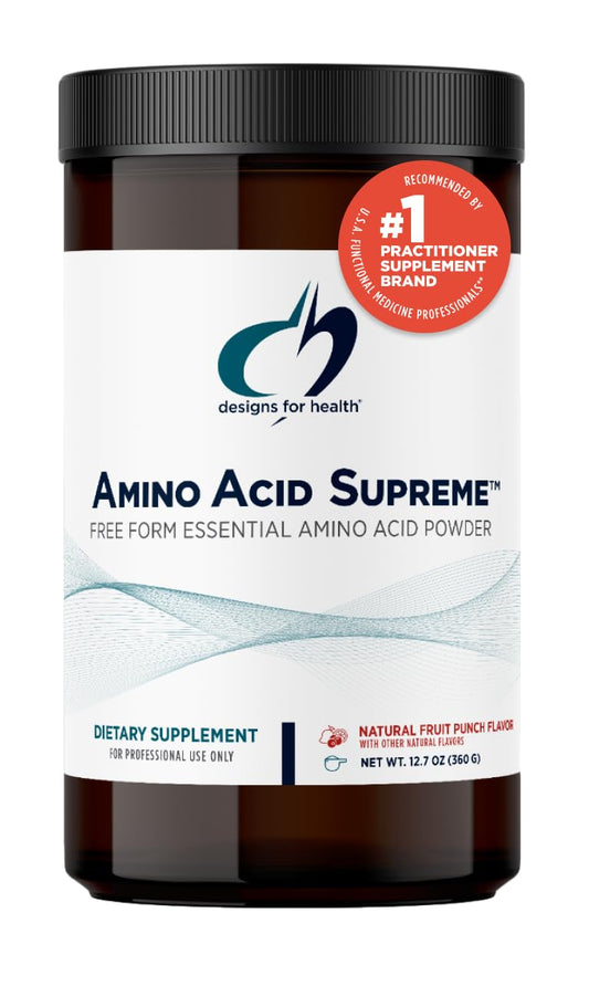 Designs for Health Complete Amino Acid Powder with BCAAs - Amino Acid Supreme, Fruit Punch (30 Servings / 360g)