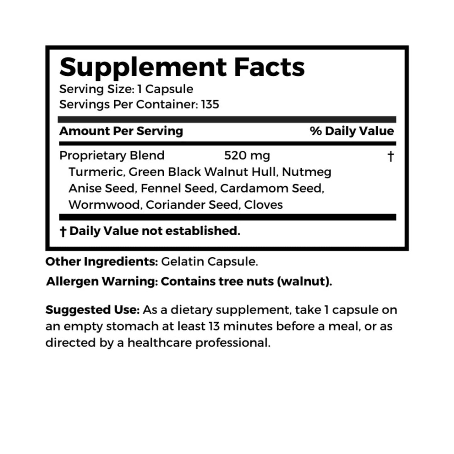 Dr Clark Store para-Zap - 520mg, 135 Capsules, Supports Digestive Health & Gut Balance