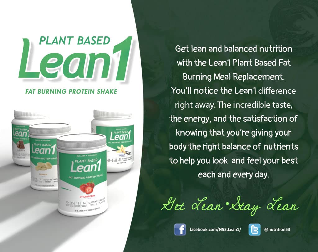 LEAN1 Nutrition53 Meal Replacement Powder for Weight Loss, Fat Burner, Appetite Control, Plant Based Banana (27 Ounce)