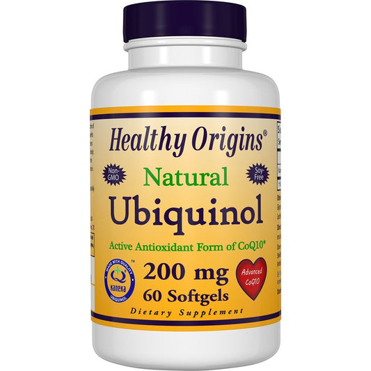 Healthy Origins Ubiquinol 200 mg (Kaneka QH, Non-GMO, Gluten Free, Heart Support, Energy Support), 60 Softgels