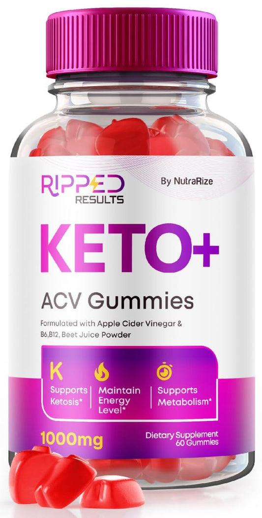NutraRize Ripped Results Keto + ACV Gummies Advanced Weight Loss, Formulated with Apple Cider Vinegar, B6 & B12, Reviews (60 Gummies)