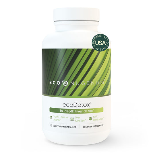 EcoNugenics ecoDetox Supplement for Liver Detox & Total Body Cleanse - Helps Enhance Digestive Health & Energy - Formulation w/Milk Thistle, Vitamin B12, Magnesium & More - 90 Capsules