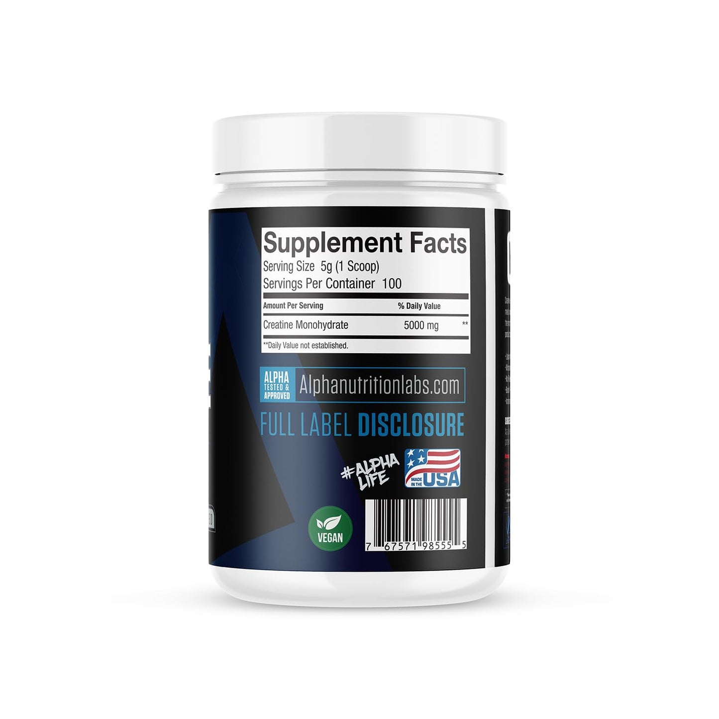 Alpha Nutrition Labs Micronized Creatine, Powder, Unflavored 500g