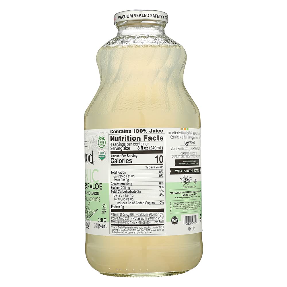 Lakewood Organic Pure Whole Leaf Aloe 32 Ounce Pack of 6