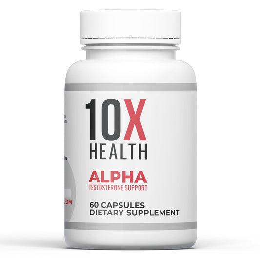 10X Health Alpha Testosterone Support - Muscle Support for Men with Tongkat Ali 1000mg, Muscle-Enhancing Testosterone Supplement for Men (60 Capsules, 2X Daily)