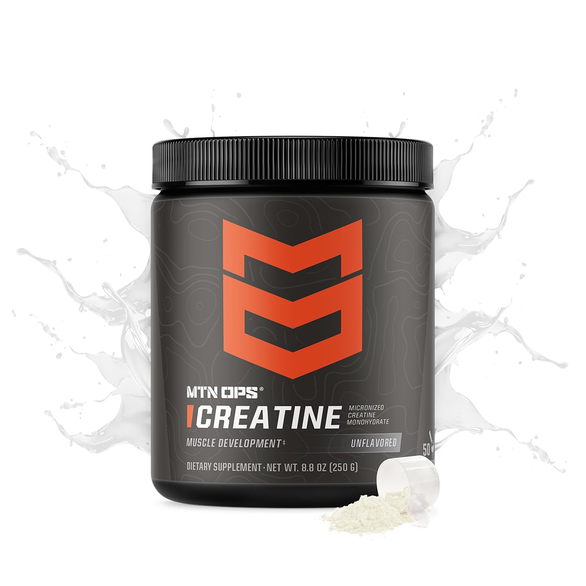 MTN OPS Creatine Monohydrate Powder, Unflavored 50 Serving Tub - 100% Pure Micronized for Muscle Mass, Strength & Power