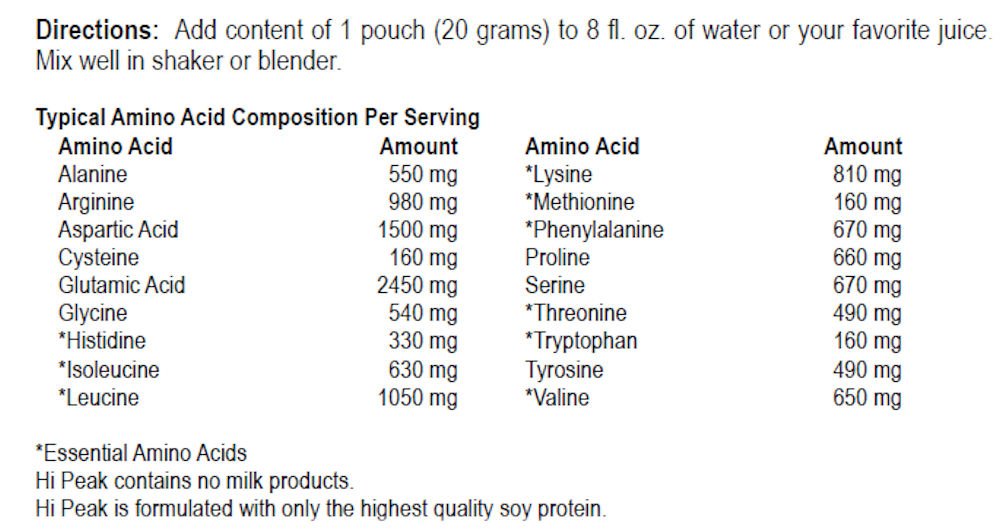 Dialyvite - Hi Peak Soy Protein Powder (12 Single Serve Packets)