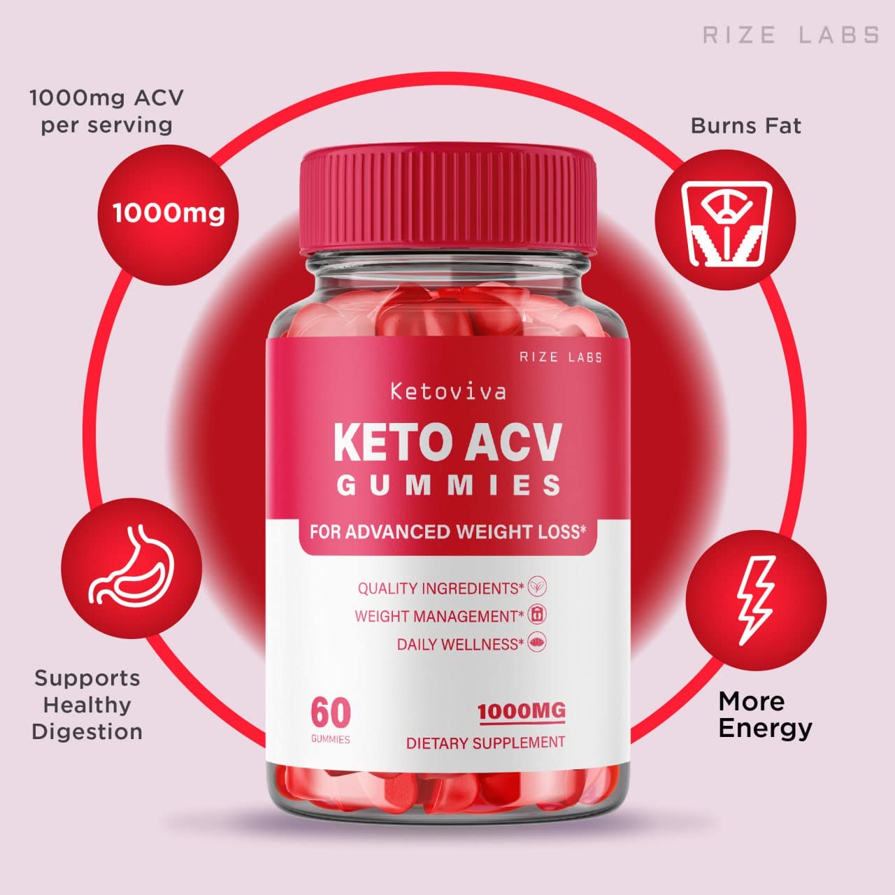 rize labs - Ketoviva Keto ACV Gummies for Advanced Weight Loss with Apple Cider Vinegar, Supplement Helps in Reducing Belly Fat, for Extra Strength (180 Gummies)