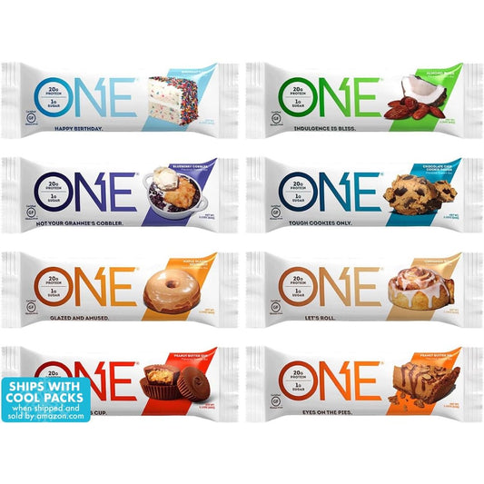 ONE Protein Bars Sampler Variety Pack Gluten Free 20g Protein and Only 1g Sugar 212 Oz Bars 8 Count