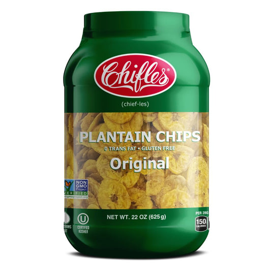 Chifles Original Plantain Chips 22oz Tub  Everyday Healthy Snack  Wholesome  Crunchy  More Satisfying than Potato Chips  Natural Gluten Free Nut Free Vegan Kosher  22 servings