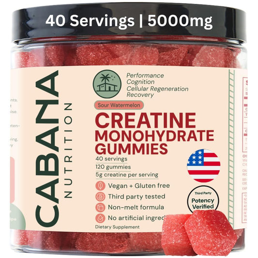 Creatine Monohydrate Gummies 5g - Watermelon Flavored Creatine for Women and Men - Supplement Supports Muscle Gain, Energy, Pre and Post Workout, Focus & Cognition, Recovery (120 count, 40 servings)