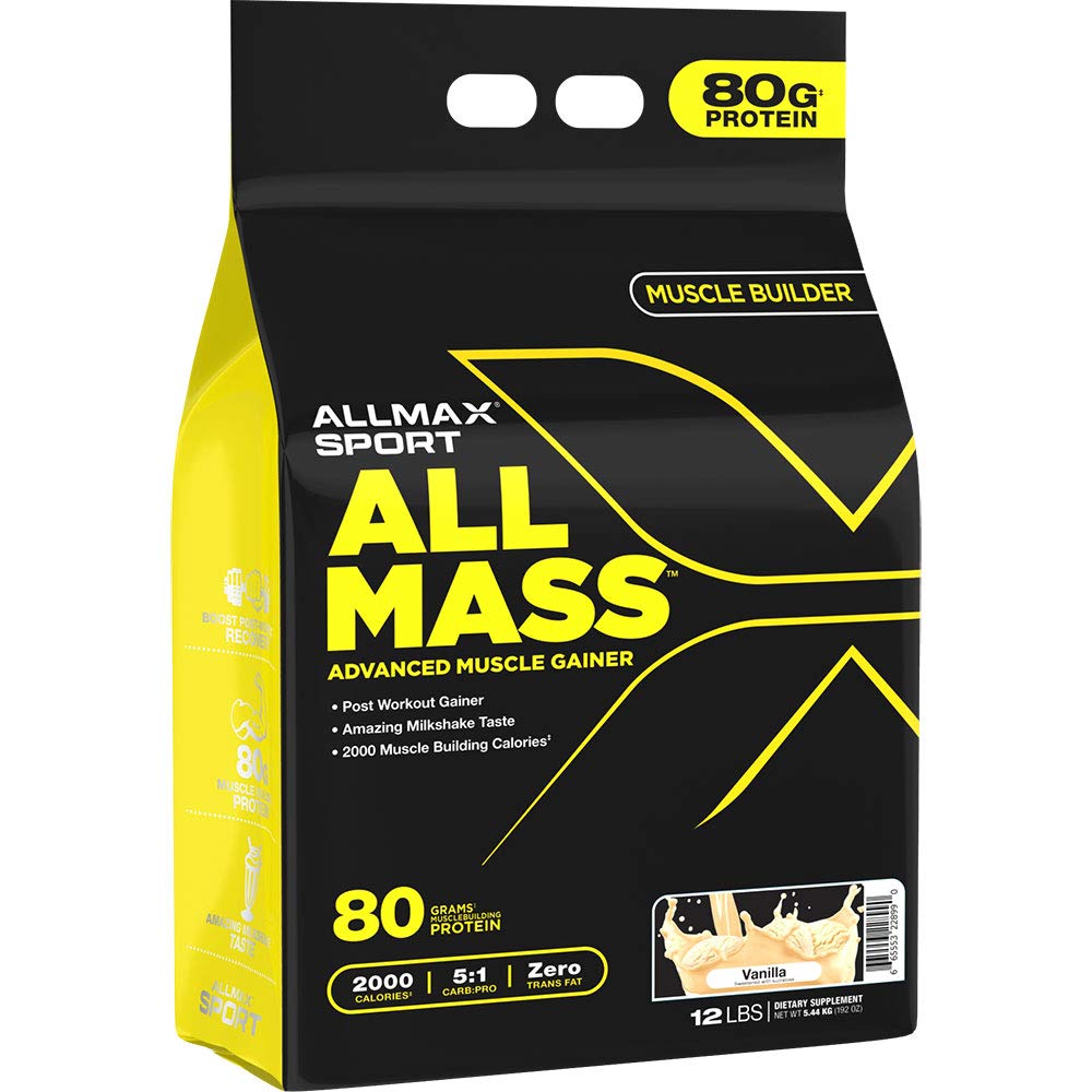 Allmax Nutrition - All Mass Post Workout Gainer, High Calorie, Mass Gainer, Protein Powder, Vanilla - 12 Pound (Pack of 1)