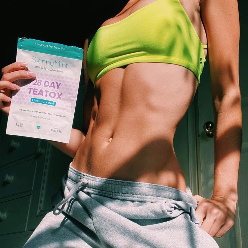 SkinnyMint Original 28 Day Detox Tea Kit- Ultimate TeaTox Programme- All Natural Morning Boost and Night Cleanse Detox Tea- Helps Alleviate Bloating and Boost Energy