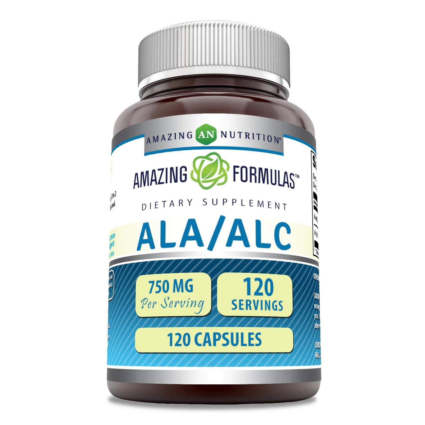 Amazing Formulas ALA/ALC (Alpha Lipoic Acid/Acetyl L-Carnitine) Supplement | 750 Mg Per Serving | 120 Capsules | Non-GMO | Gluten-Free | Made in USA