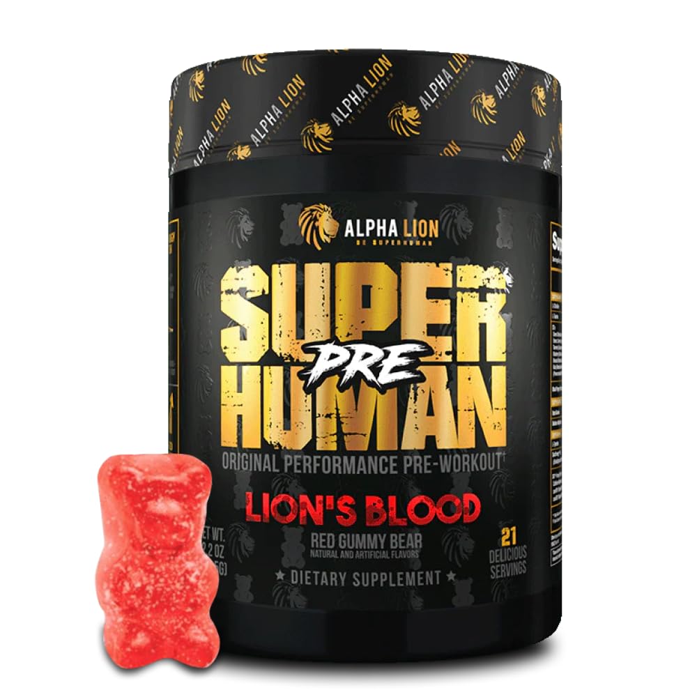ALPHA LION Pre Workout Powder, Beta Alanine, L-Taurine & Tri-Source Caffeine for Sustained Energy & Focus, Nitric Oxide & Citrulline for Pump (21 Servings, Lion's Blood Flavor), Pack of 1