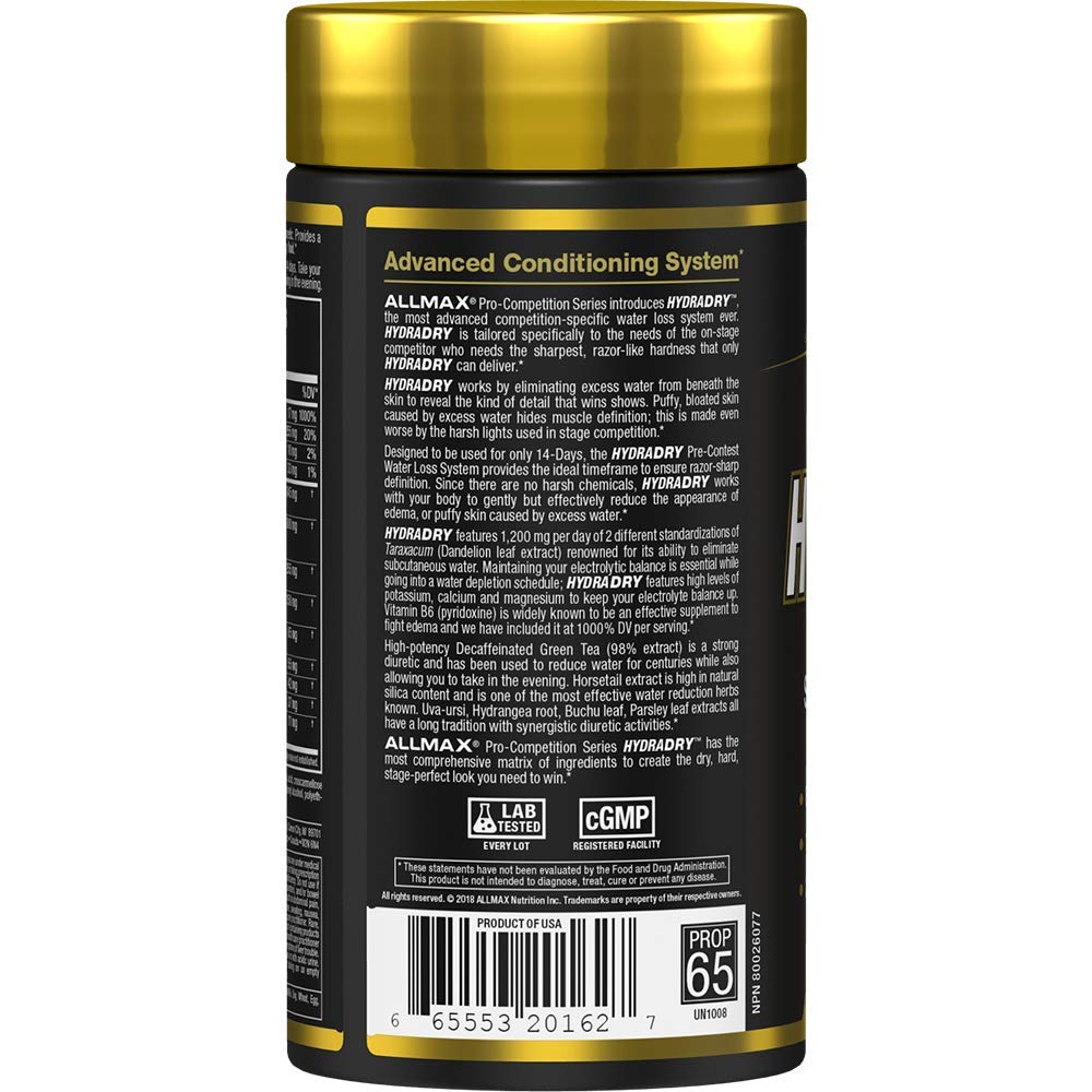 ALLMAX Nutrition HydraDry, 14-Day Pre-Contest Water Loss System, 84 Tablets