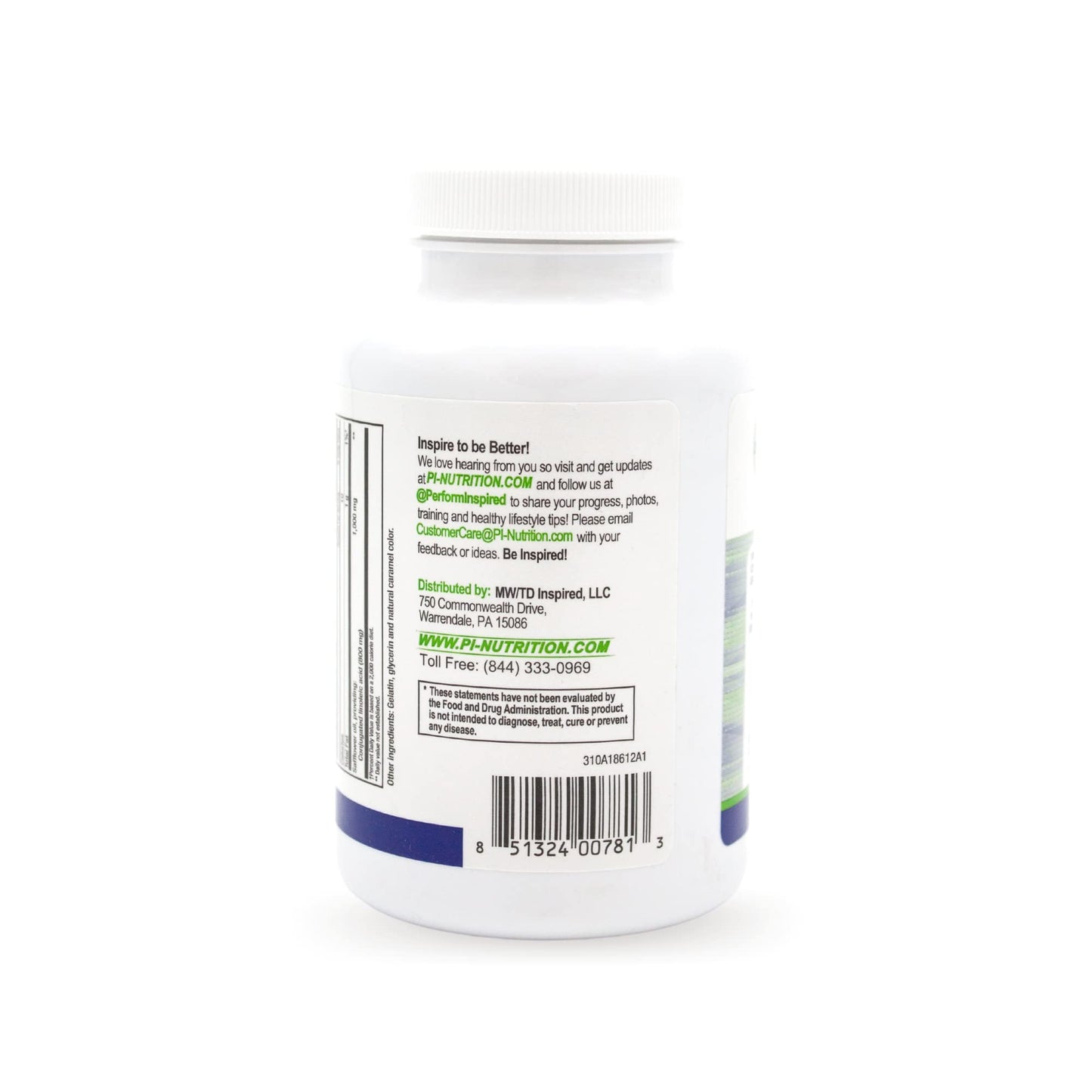 PERFORMANCE INSPIRED Nutrition CLA Softgels - 1000mg Safflower Oil - Stimulant-Free - Supports Lean Body Composition - 120 Count