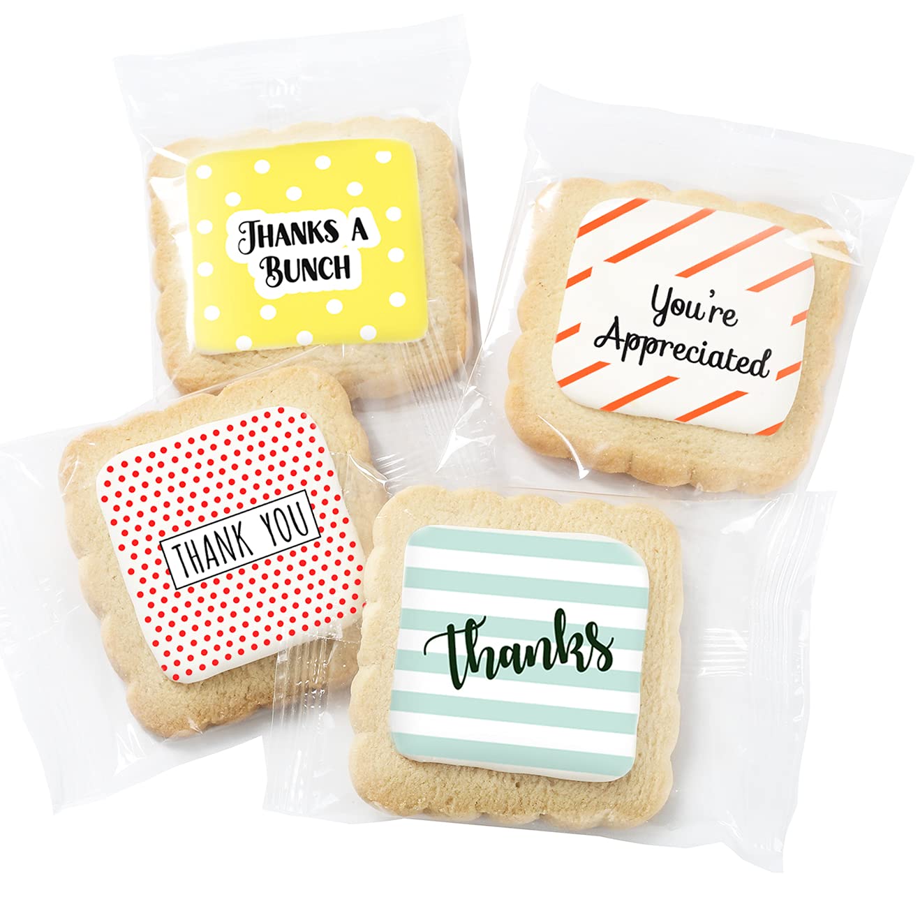Thank You Cookies Party Favors Bulk Individually Wrapped Sugar Cookies 24 Pack Gift Basket Decorated Cookie NutFree