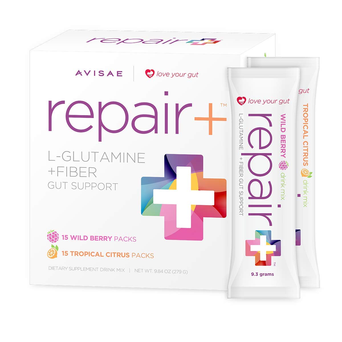 Avisae Repair+ l-glutamine + Fiber_30 Stick Packs_Love Your Gut! Avisae OptimALL Nutrition Repair+ l-glutamine + Fiber Drink