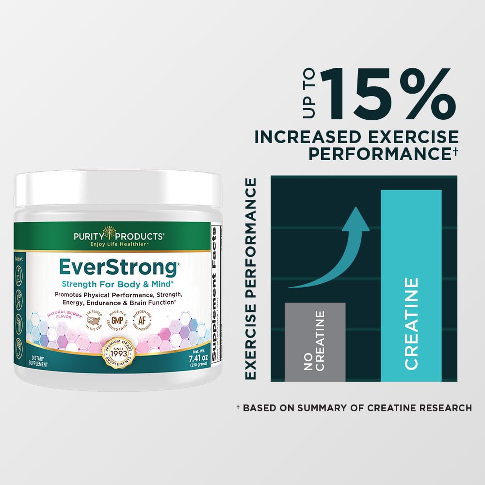 Purity Products EverStrong Powder from Muscle Matrix Blend - Creapure Creatine - Boron (FruiteX-B PhytoBoron) - CoffeeBerry Extract - Boosted with 1000 IU Vitamin D - Berry Burst (210 g)