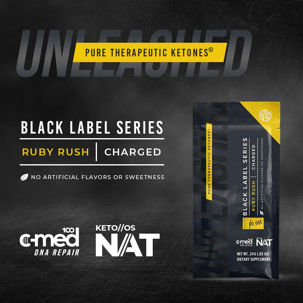 Pruvit Keto//OS Black Label Series Ruby Rush- Charged Pure Therapeutic Ketones for Muscle Growth and Avoiding Muscle Breakdown - .84 OZ