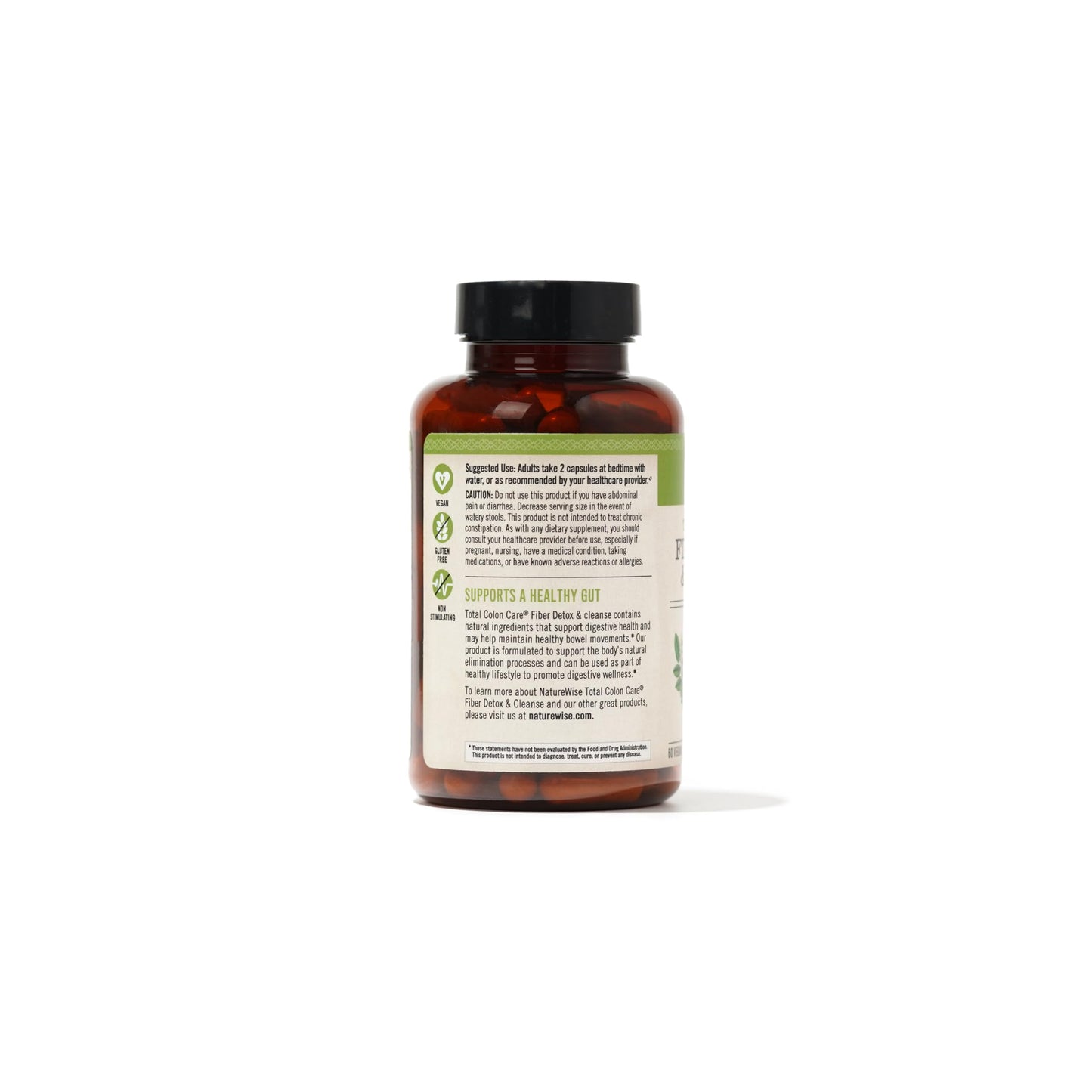 NatureWise Total Colon Care Fiber Cleanse with Herbal Laxatives, Prebiotics, & Digestive Enzymes for Healthy Elimination, Safe Digestion & Weight, Detox, & Gut Health [1 Month Supply - 60 Count]